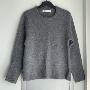 ZARA 100% Wool Crewneck Gray Sweater